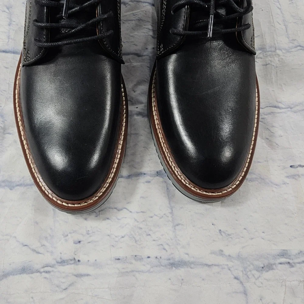 Johnston Murphy Upton Plain Toe Mens 8.5 Black Leather Dress Shoes TRUFOAM